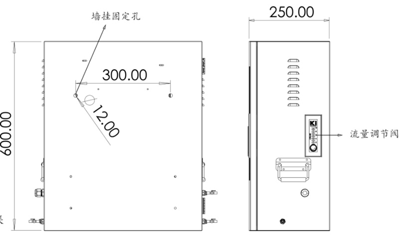 浊度水质在线分析仪侧视图